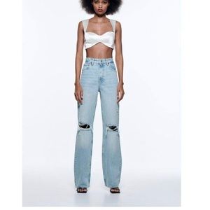Zara Ripped Wide Leg jeans